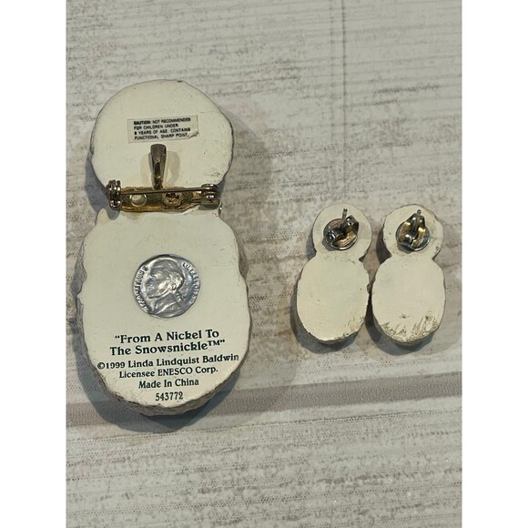 1999 Snowsnickel brooch, pen, and earrings set from a nickel to the snowsnickel - Picture 7 of 11